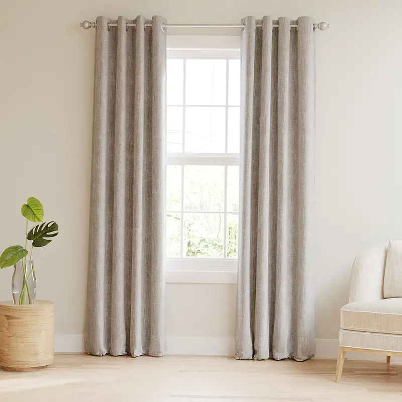 100% Total Blackout Linen Blend Grommet Curtains (Sale)