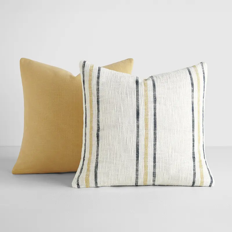 2-Pack Yarn-Dyed Framed Stripe / Solid Dcor Throw Pillows (Sale)