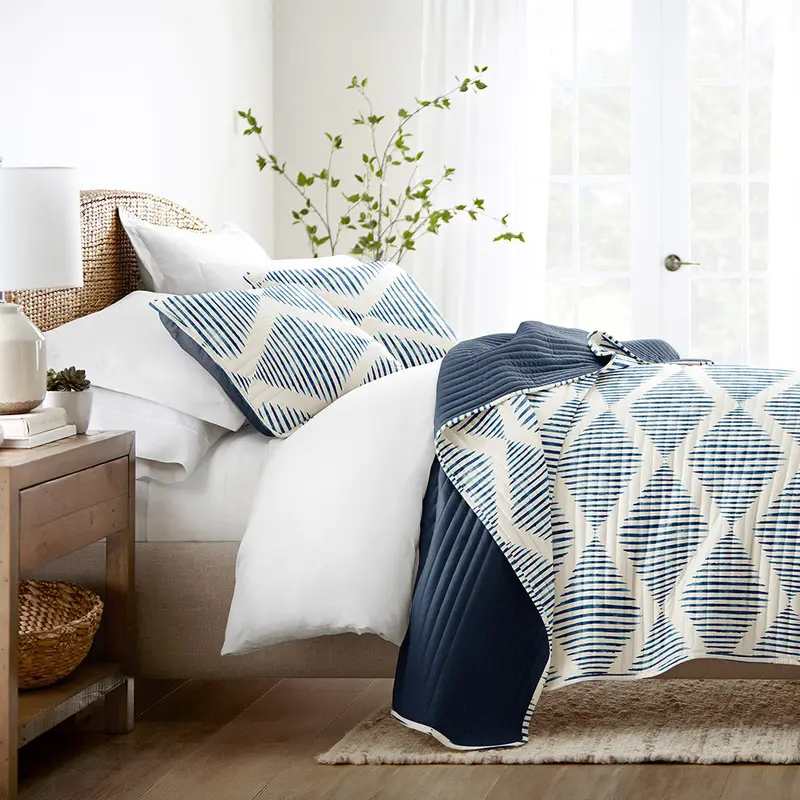 Distressed Diamond Reversible Quilted Coverlet Set (Sale)