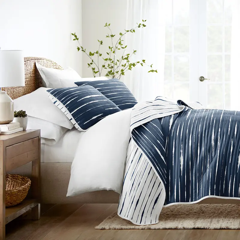 Horizon Lines Reversible Quilted Coverlet Set (Sale)
