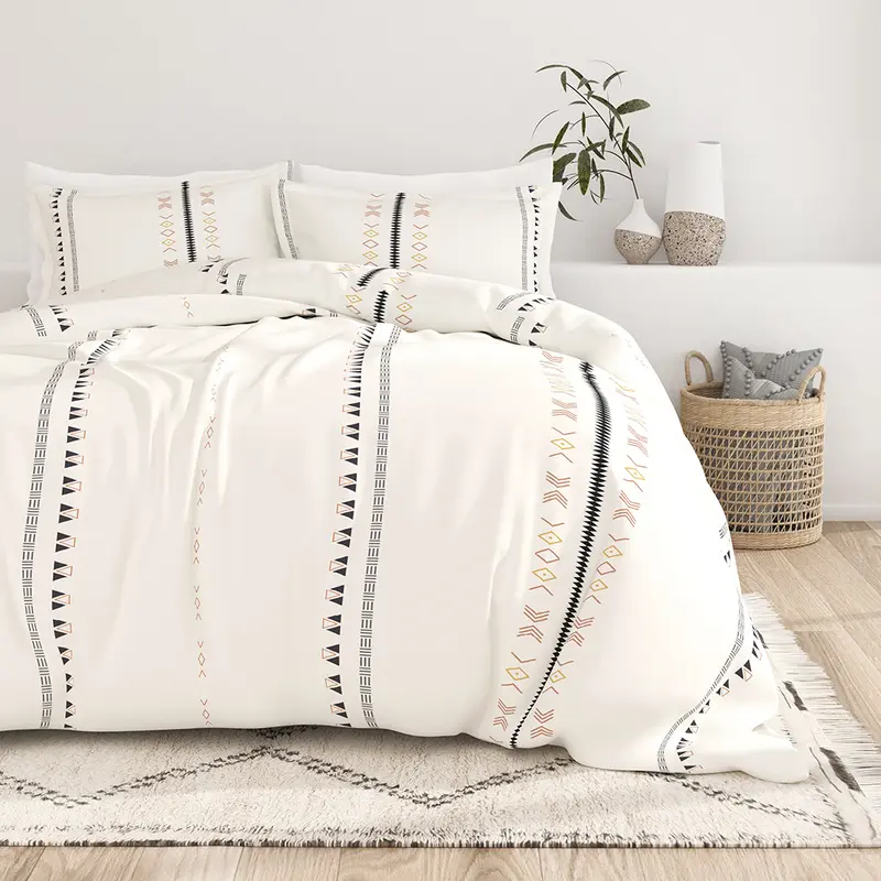 Natural Geo Lines Pattern 3-Piece Duvet Cover Set (Sale)