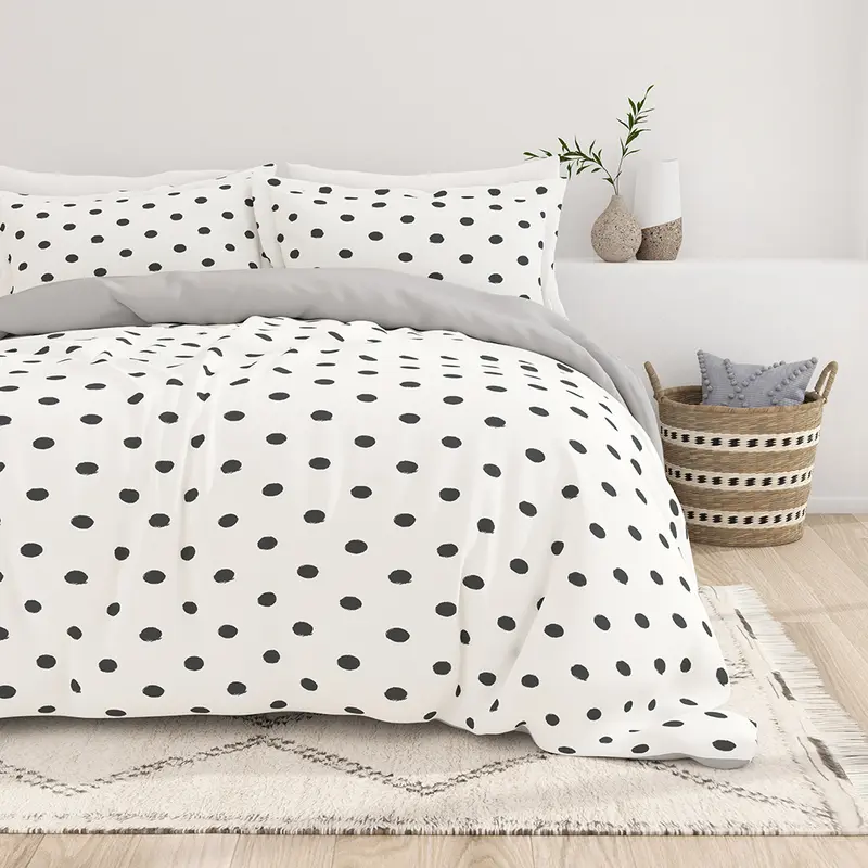 Painted Polkadot Pattern 3-Piece Reversible Duvet Cover Set (Sale)