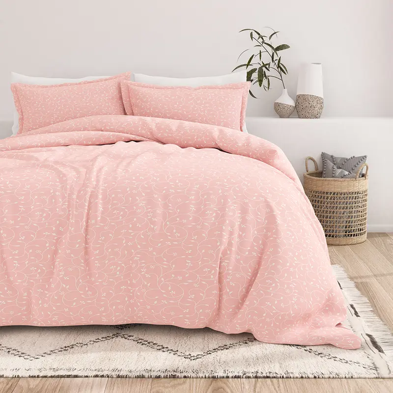 Pink Buds Pattern 3-Piece Duvet Cover Set (Sale)