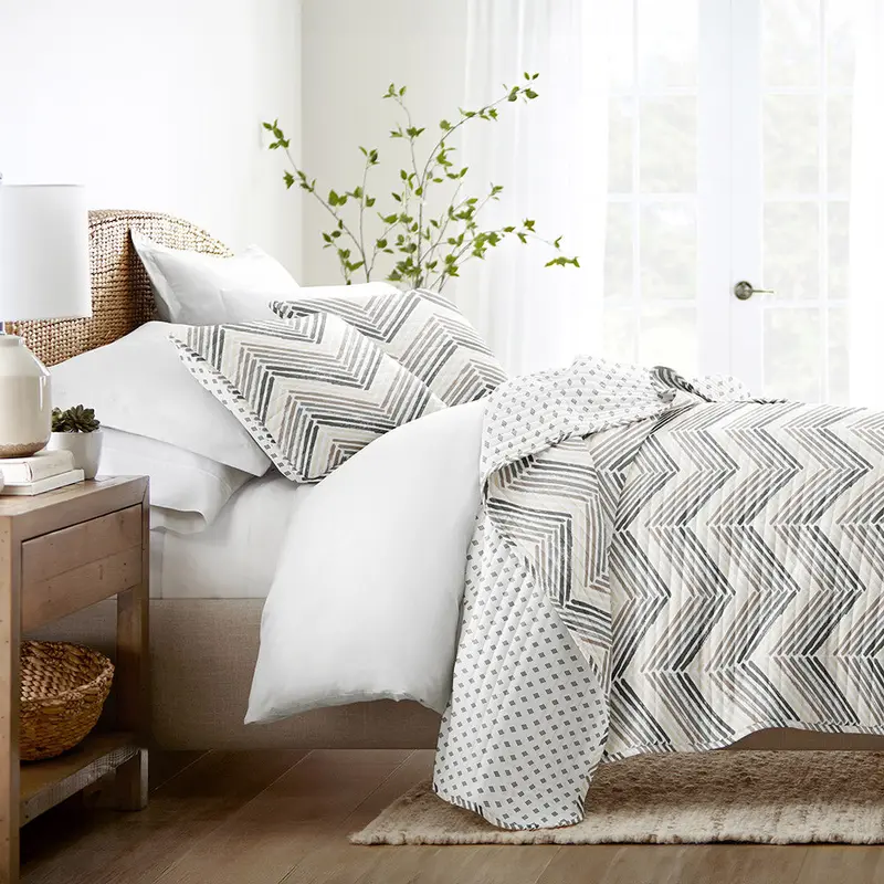 1 1 Diamond Chevron Reversible Quilted Coverlet Set - 12 Days of Deals