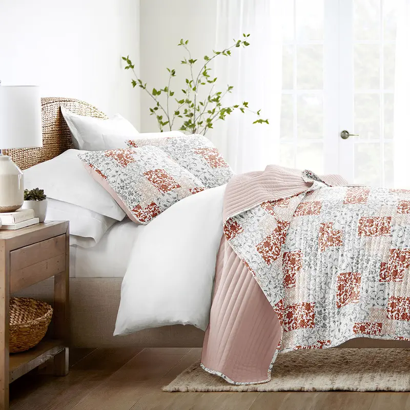 1 1 Scrolled Patchwork Reversible Quilted Coverlet Set - 12 Days of Deals