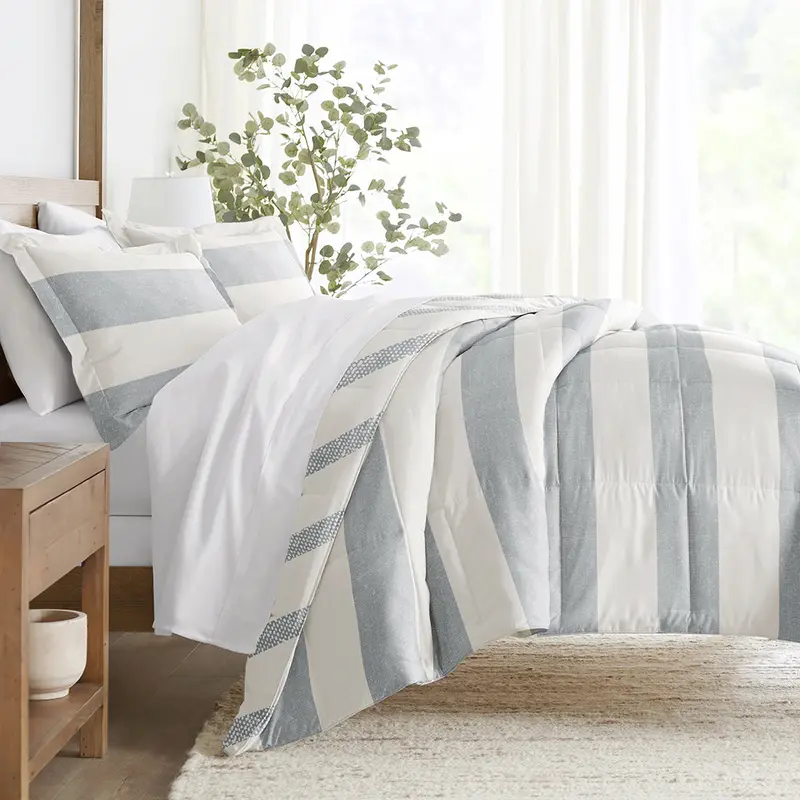Distressed Stripe Reversible Down-Alternative Comforter Set - Sale
