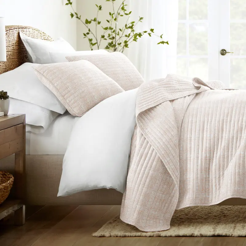 Geometric Maze Quilted Coverlet Set (Sale)