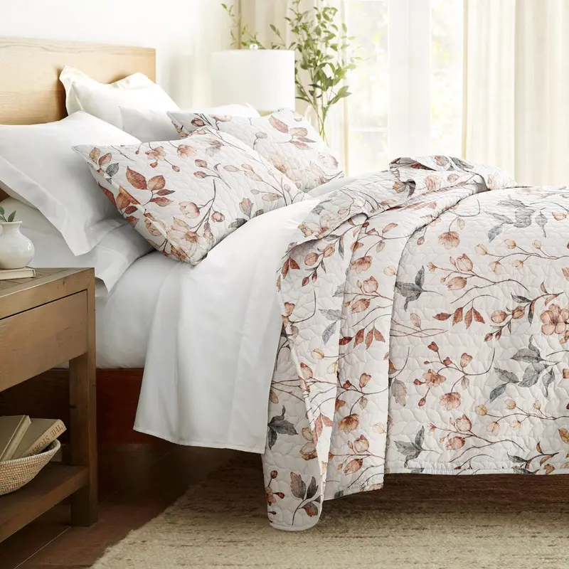 Russet Floral Quilted Coverlet Set (Sale)