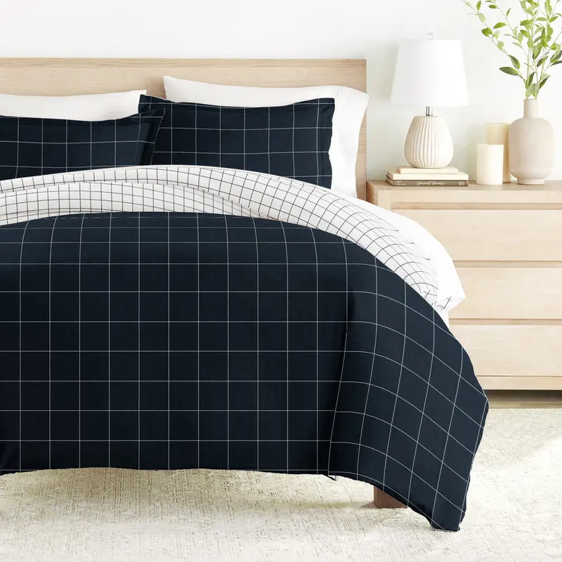 Rustic Windowpane Pattern 3-Piece Reversible Duvet Cover Set (Sale)