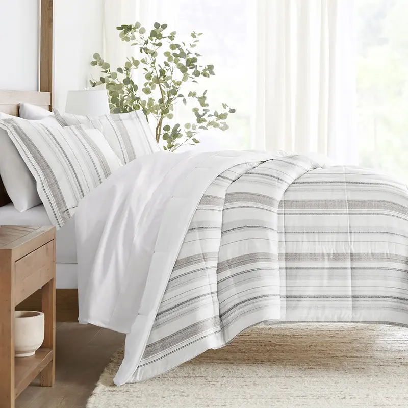 Vertical Stripe Reversible Down-Alternative Comforter Set - Sale