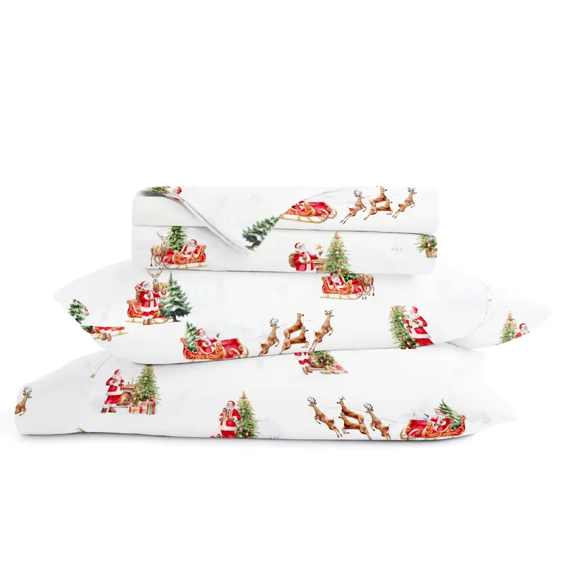 Vintage Santa Patterned 4-Piece Sheet Set