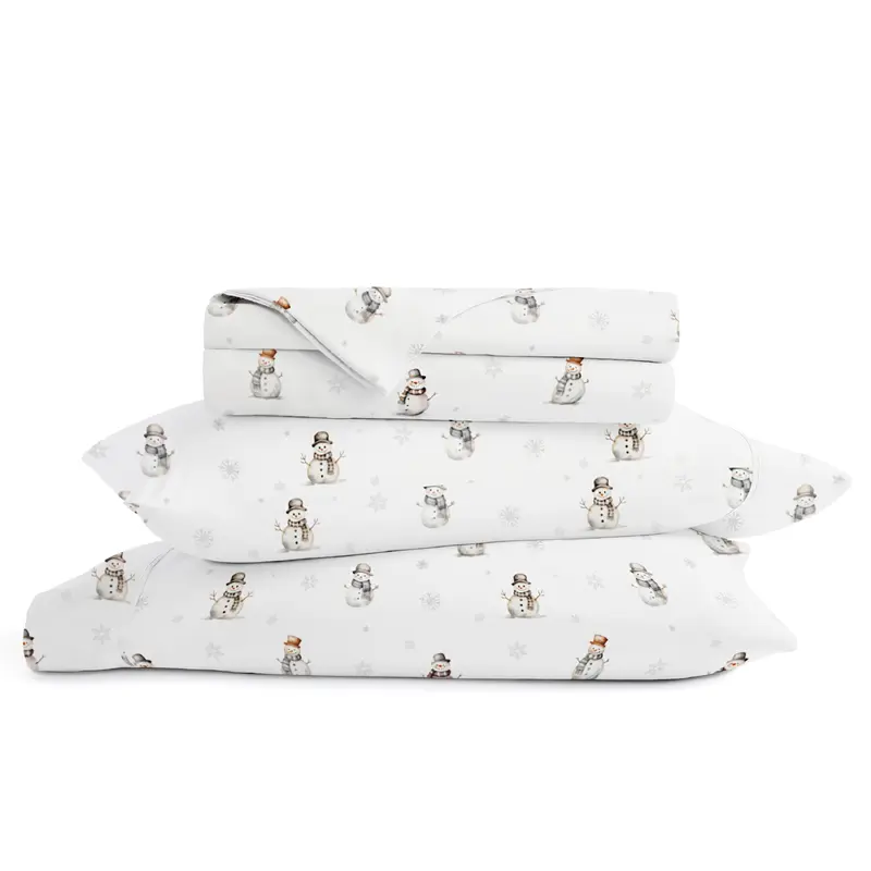 Vintage Snowman Patterned 4-Piece Sheet Set