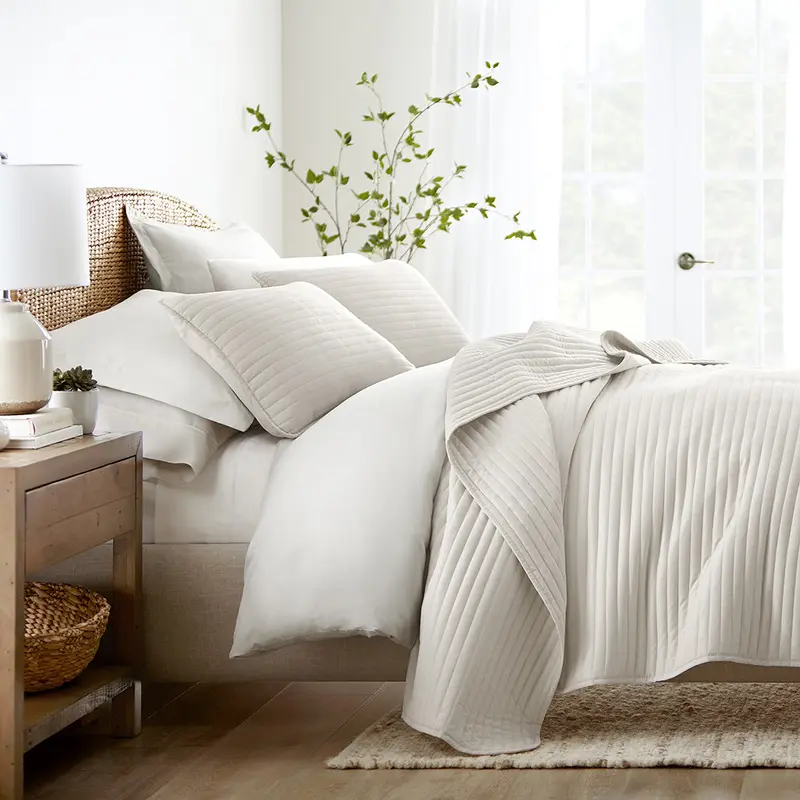 1 1 3-Piece Stripe Stitch Quilted Coverlet Set - 12 Days of Deals
