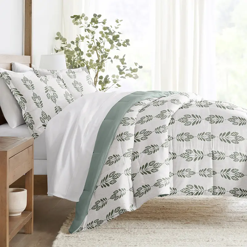 1 1 Folk Leaves Reversible Down-Alternative Comforter Set - 12 Days of Deals
