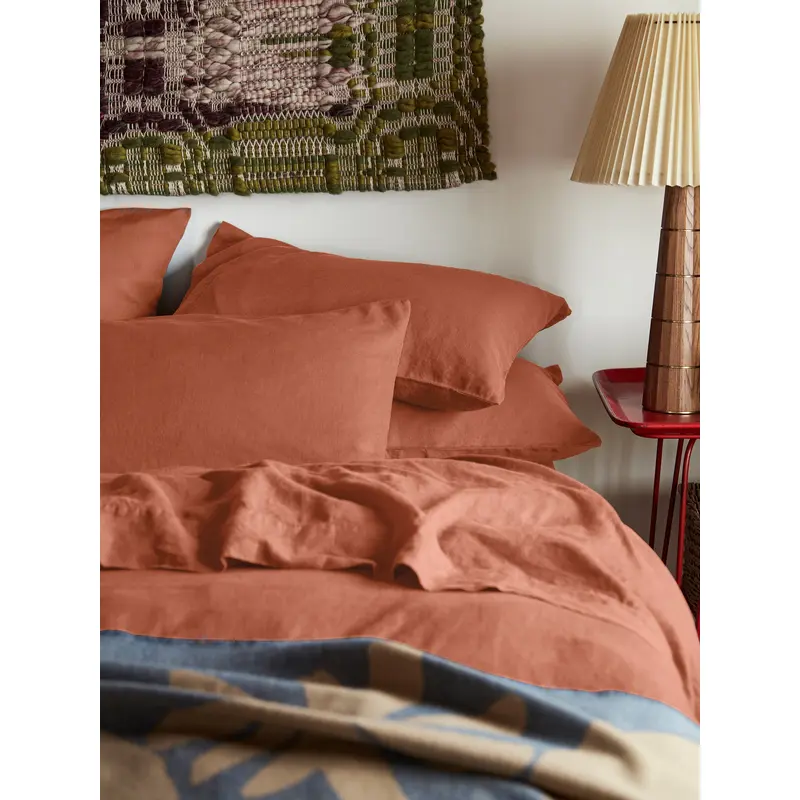 Burnt Orange 100% Linen Pillowcases (Pair)