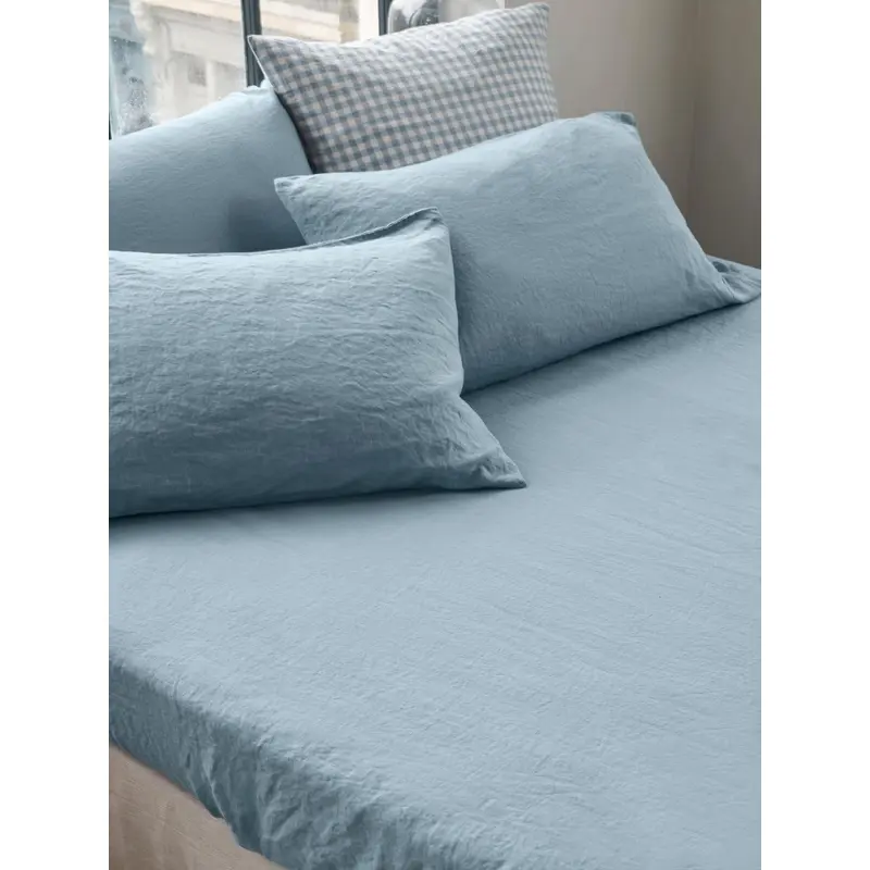 Dusk Blue 100% Linen Fitted Sheet