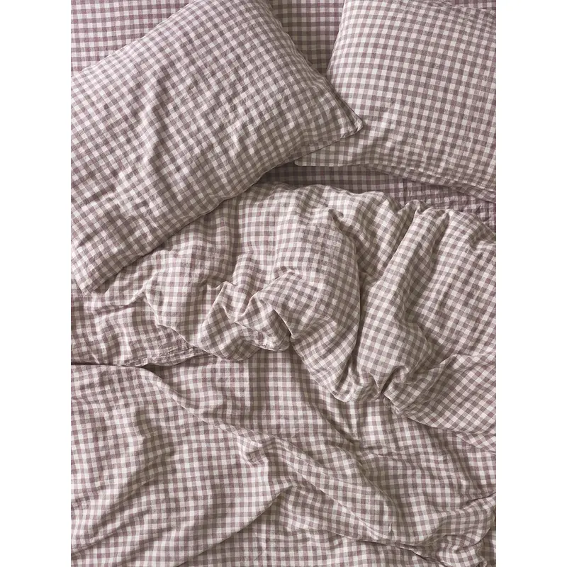 Elderberry Gingham Linen Blend Duvet Cover