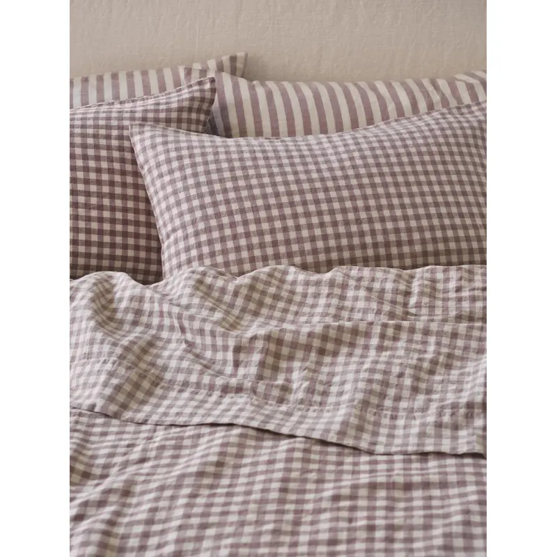 Elderberry Gingham Linen Blend Pillowcase (Pair)