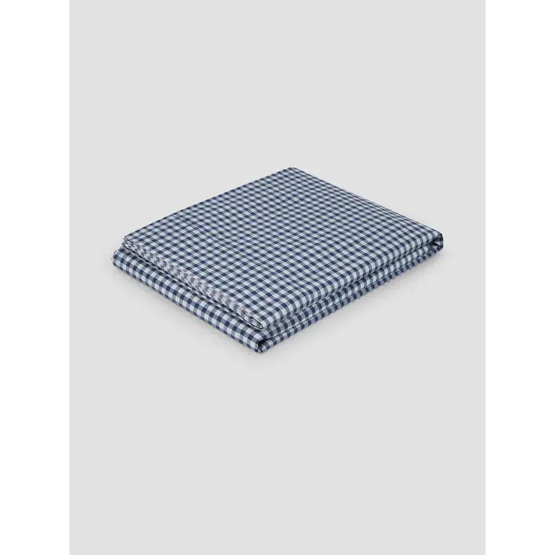 Indigo Small Gingham Cotton Flat Sheet