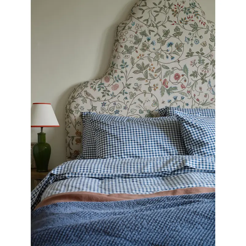 Indigo Small Gingham Cotton Pillowcases (Pair)