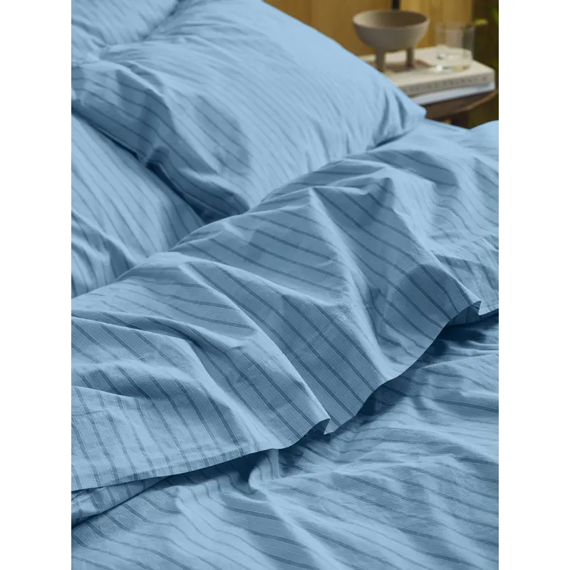 Pale Blue Favorite Shirt Stripe Cotton Flat Sheet