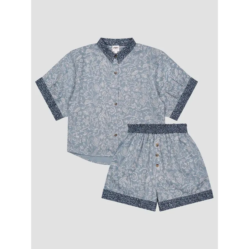 River Wandle Middlemore Linen Womens Pajama Shorts Set