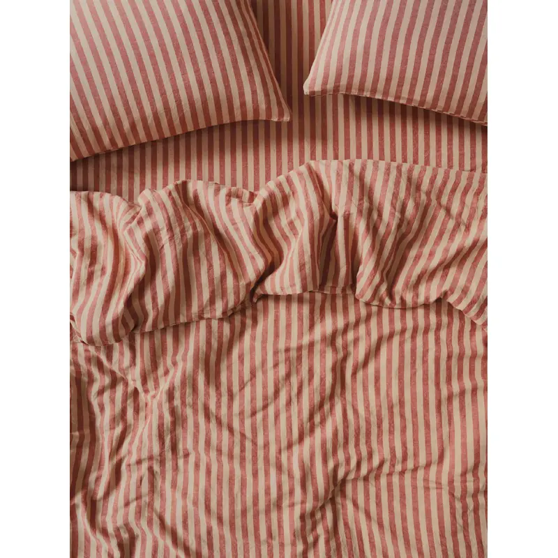 Sandstone Red Pembroke Stripe 100% Linen Duvet Cover