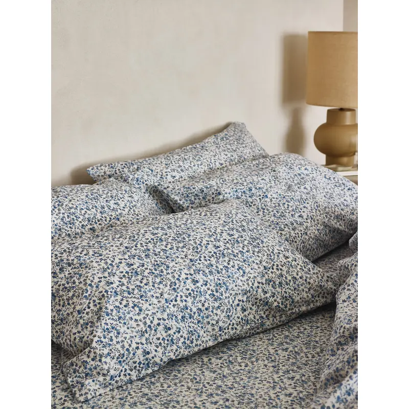 Blue Mini Meadow Cotton Pillowcases (Pair)