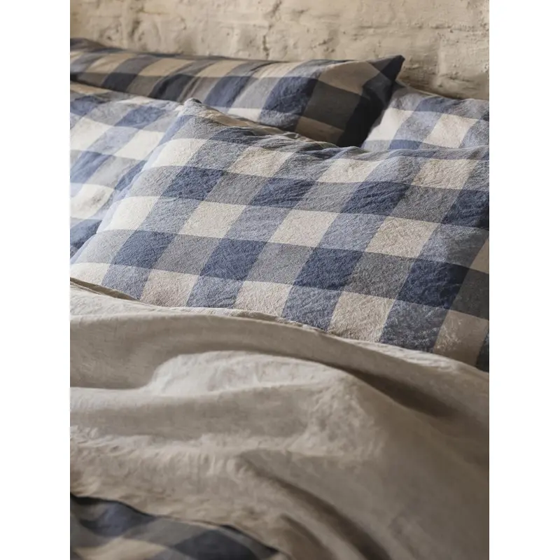 Blueberry Emsworth Plaid Linen Blend Pillowcase (Pair)