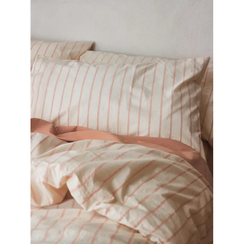 Blush Pink Slumber Stripe Cotton Pillowcases (Pair)
