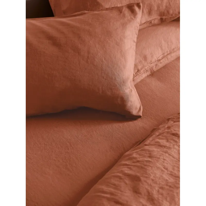 Burnt Orange 100% Linen Fitted Sheet