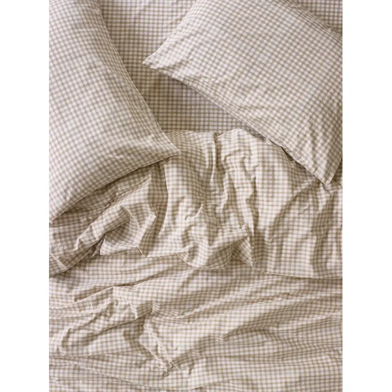 Cafe au Lait Small Gingham Cotton Duvet Cover