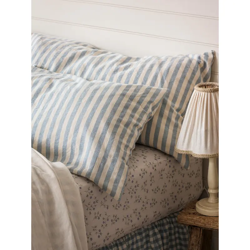 Coastal Blue Pembroke Stripe Linen Blend Pillowcase (Pair)