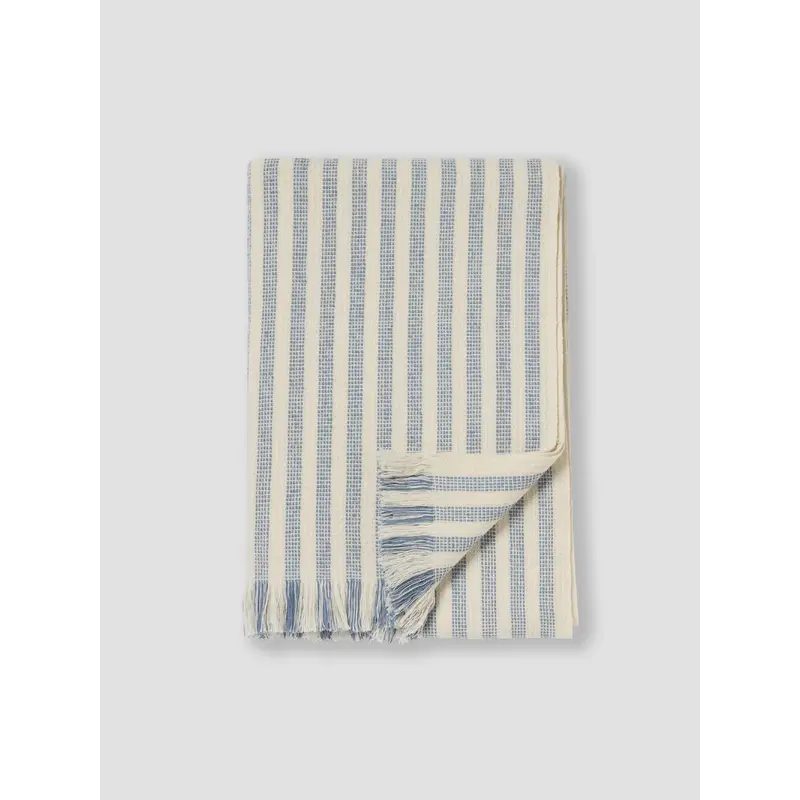 Coastal Blue Pembroke Stripe Wool Throw