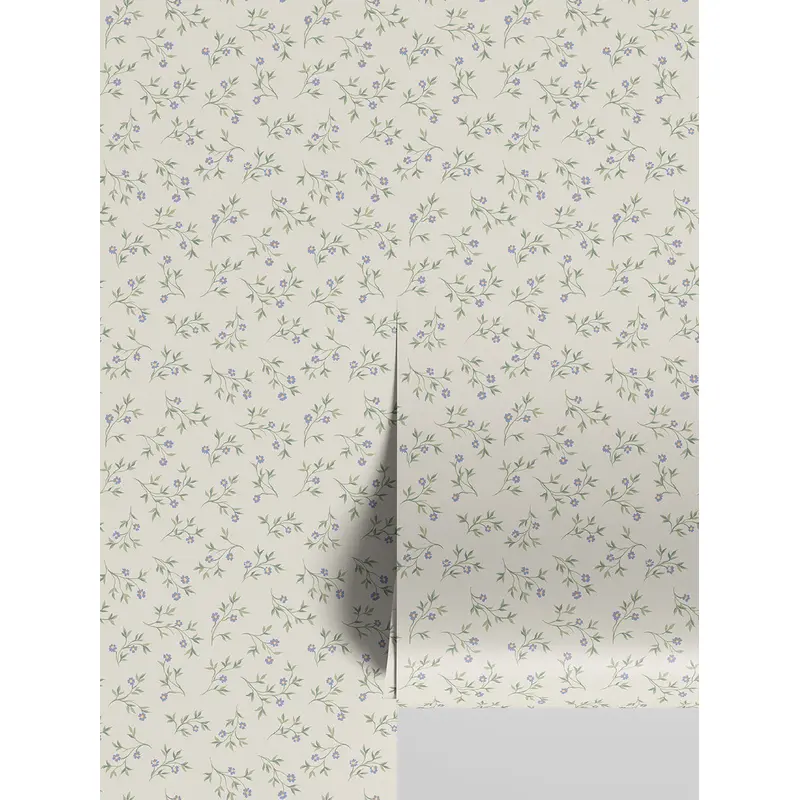 Cream Spring Sprig Wallpaper