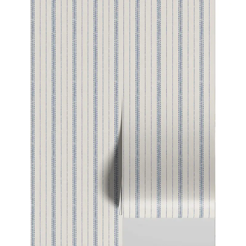 Denim Blue Ticking Stripe Wallpaper