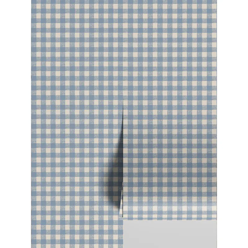 Dusty Blue Gingham Wallpaper