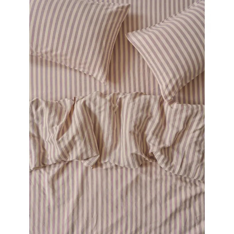 Elderberry Pembroke Stripe Linen Blend Duvet Cover