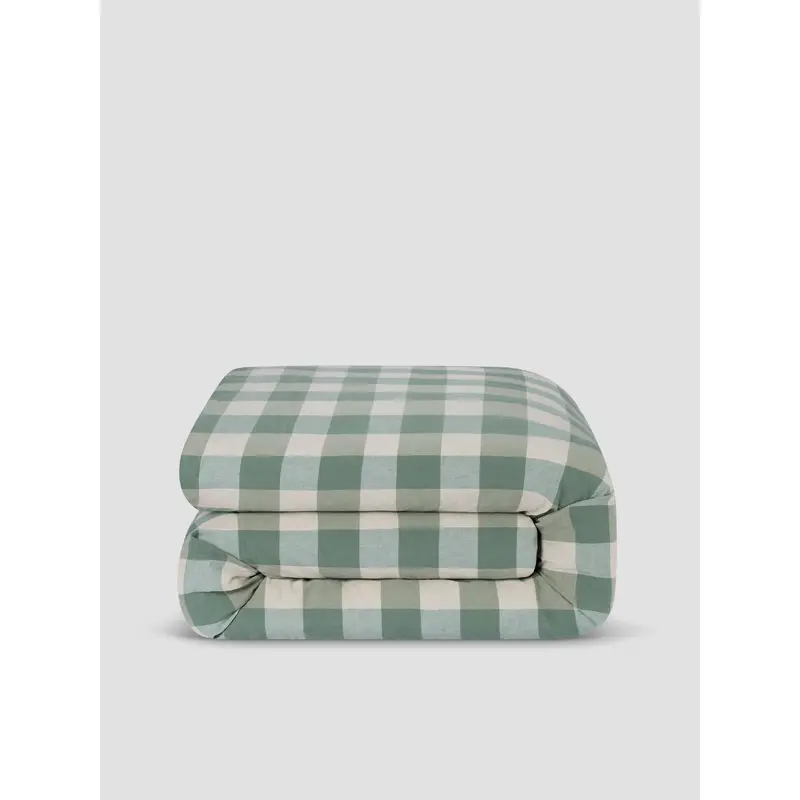 Elm Green Emsworth Plaid Linen Blend Duvet Cover