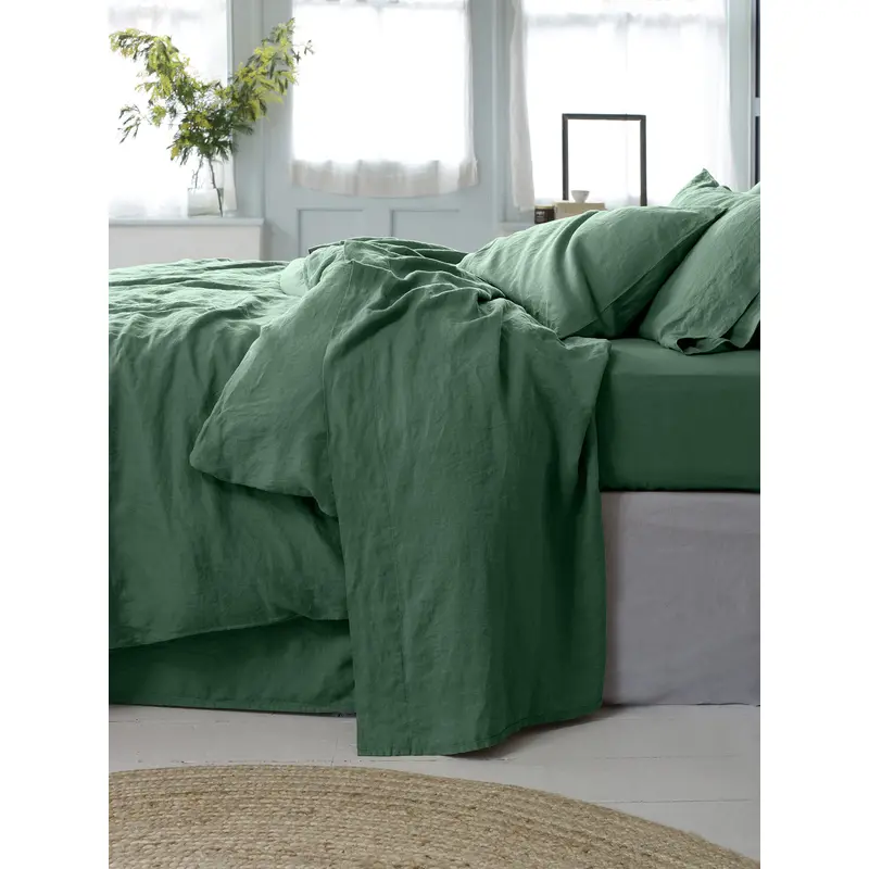 Elm Green Linen Blend Flat Sheet