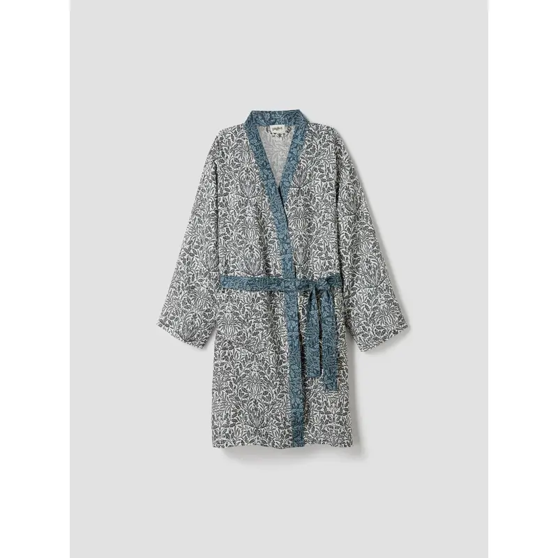 Ernest Blue Pure Acorn Linen Robe and Sleep Mask