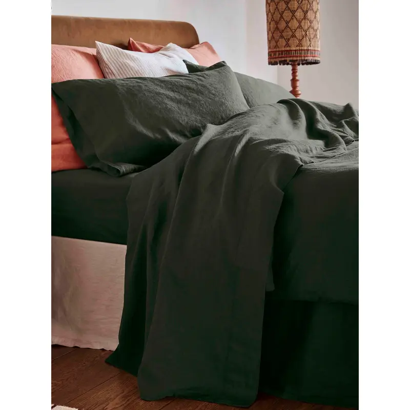 Fern Green 100% Linen Flat Sheet