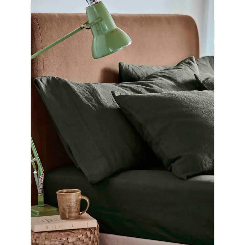 Fern Green 100% Linen Pillowcases (Pair)