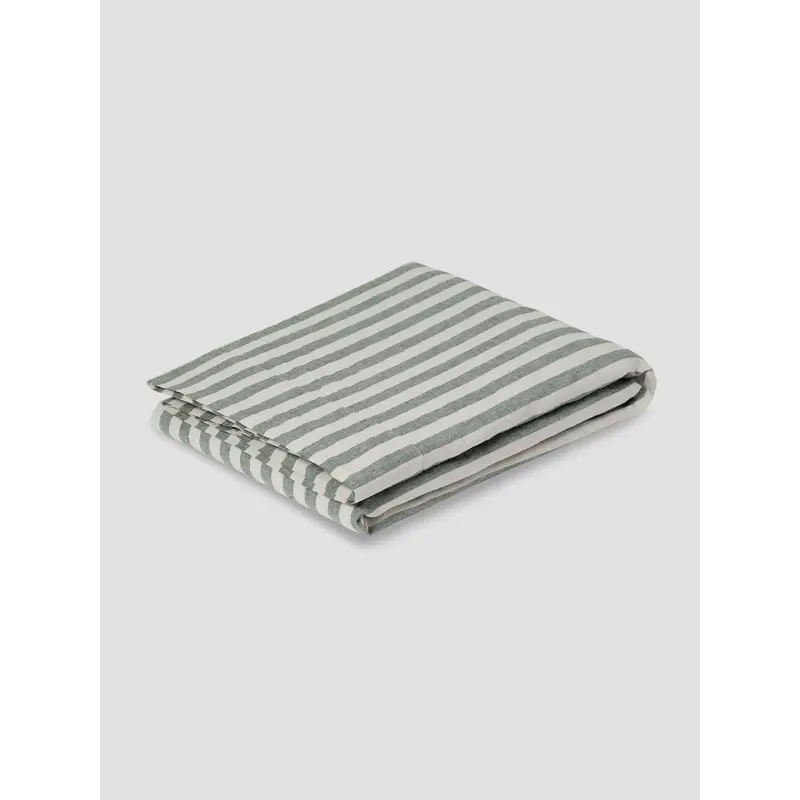 Fern Green Pembroke Stripe Linen Blend Flat Sheet