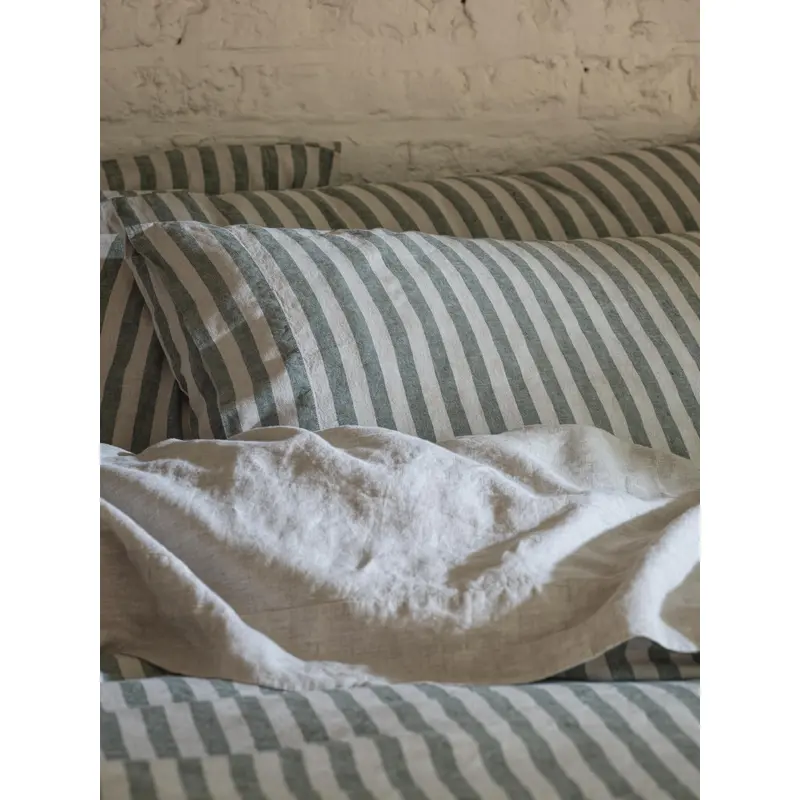 Fern Green Pembroke Stripe Linen Blend Pillowcase (Pair)