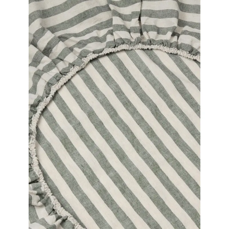 Fern Pembroke Stripe Linen Blend Fitted Sheet