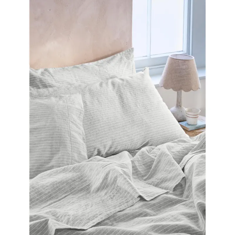 Gray Mini Stripe Linen Blend Pillowcases (Pair)