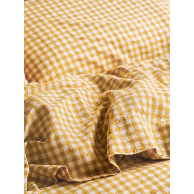 Honey Gingham Linen Blend Flat Sheet