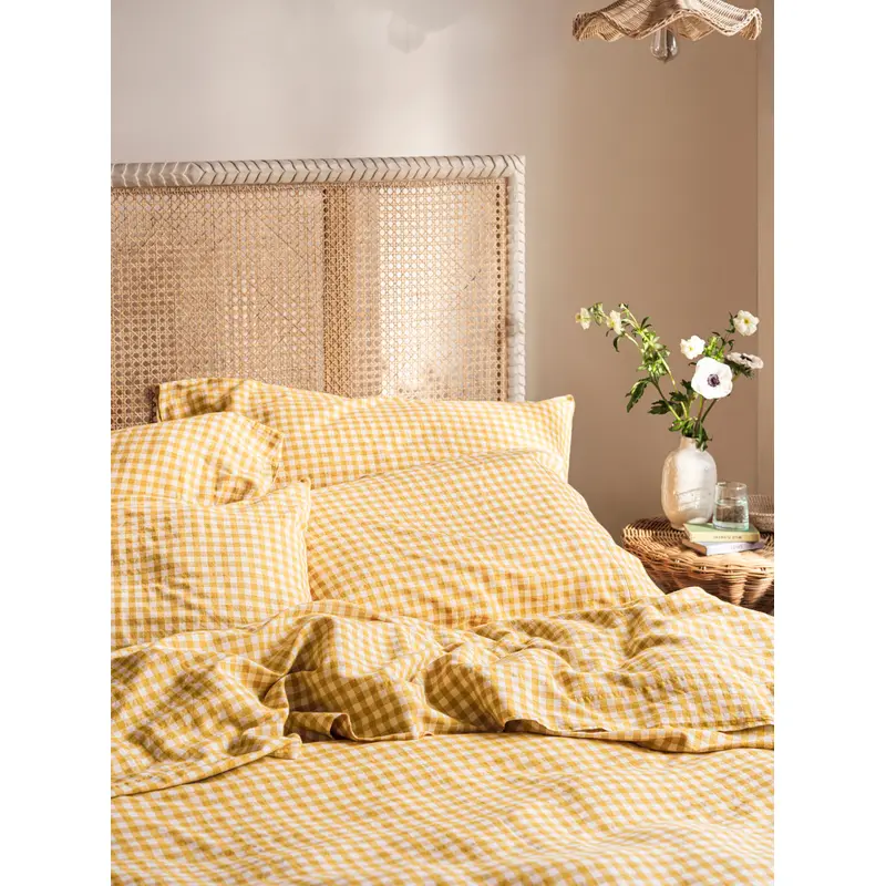 Honey Gingham Linen Blend Pillowcase (Pair)