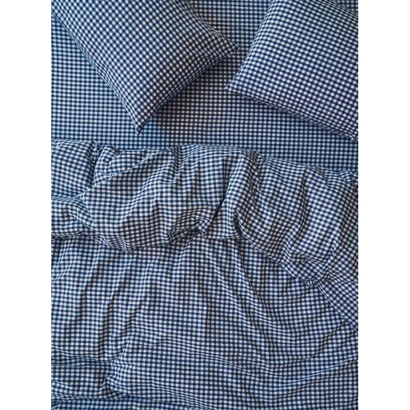 Indigo Small Gingham Cotton Duvet Cover
